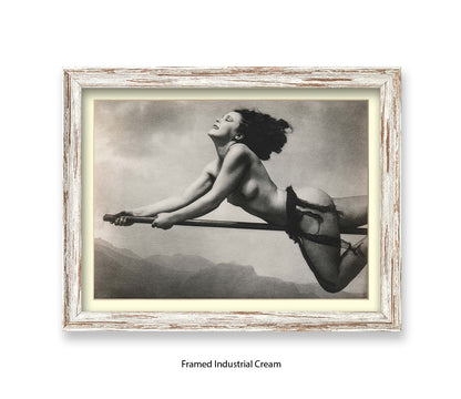 Witch On Broom Art Print