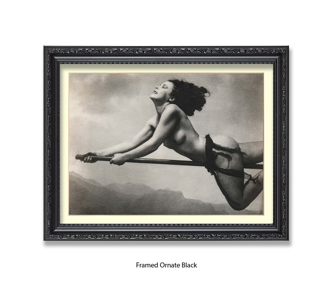 Witch On Broom Art Print