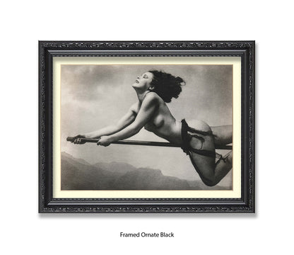 Witch On Broom Art Print