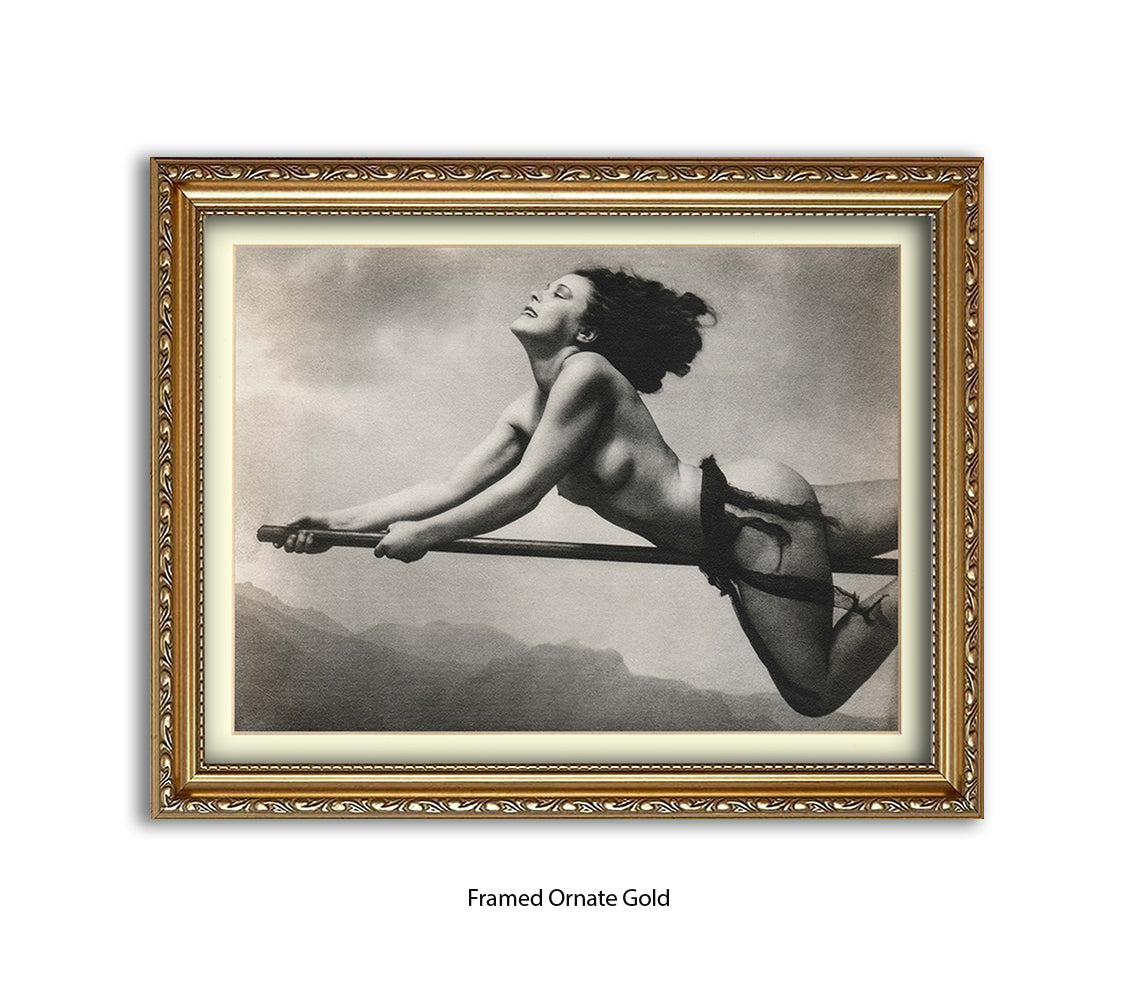 Witch On Broom Art Print