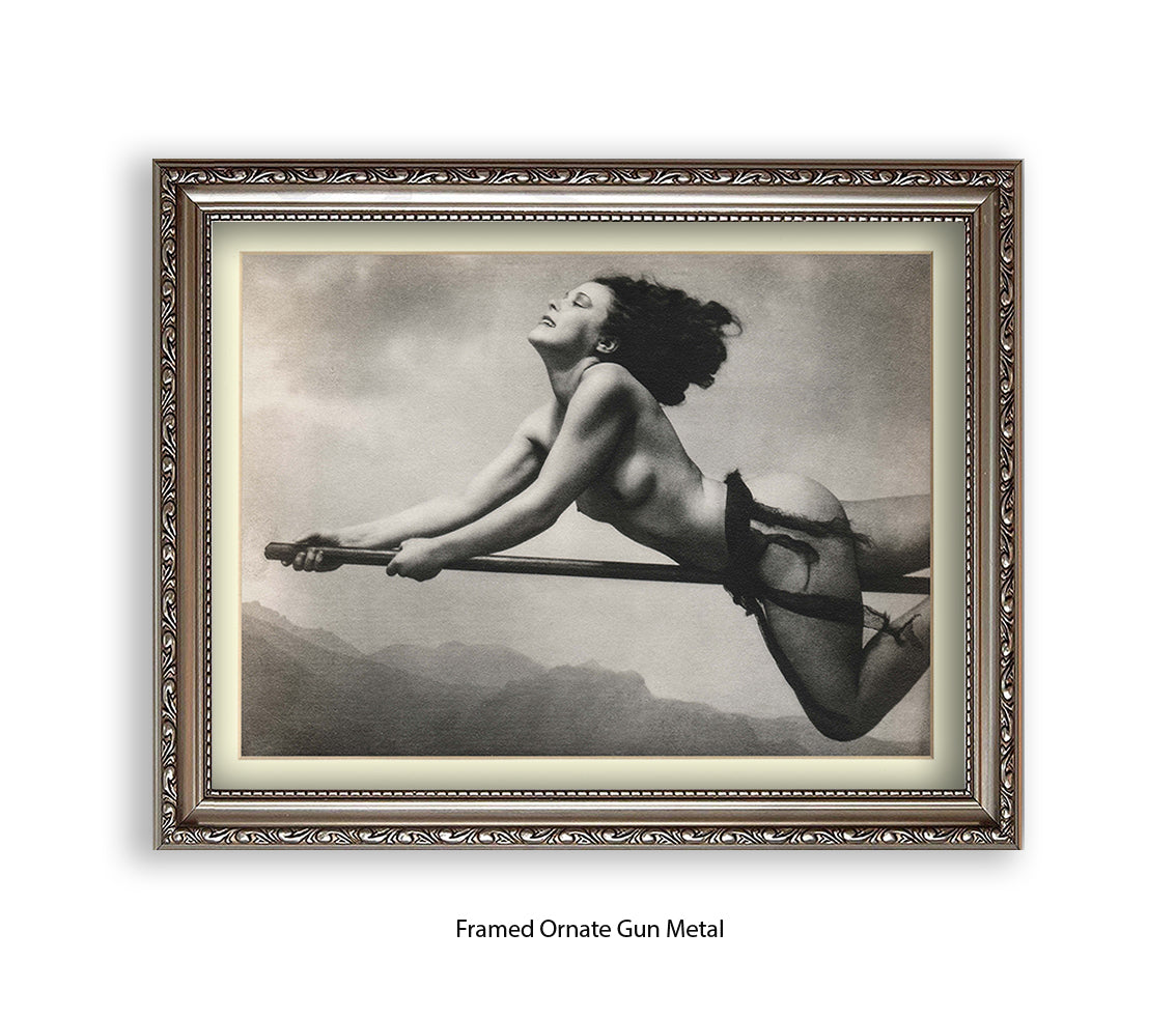 Witch On Broom Art Print