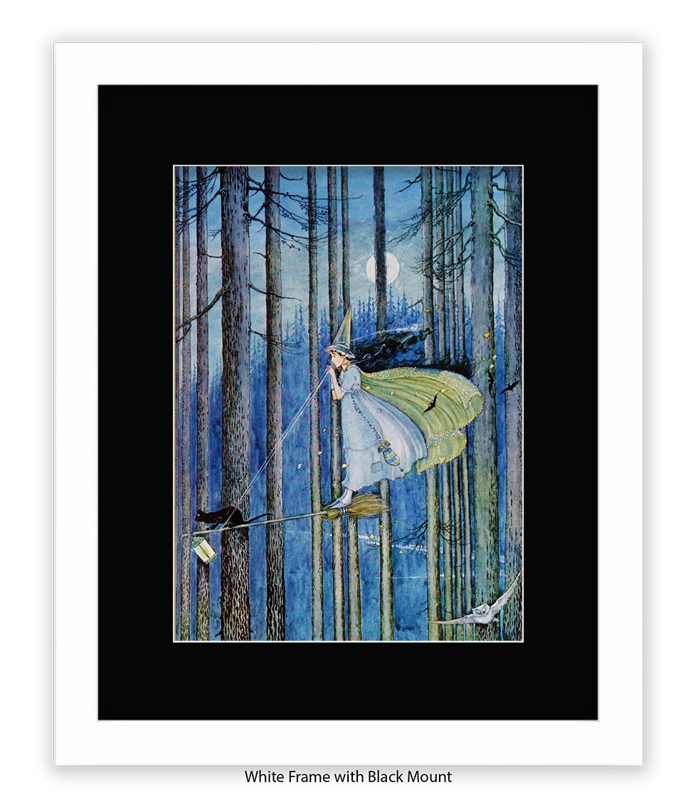 Witch On Her Broomstick Art Print