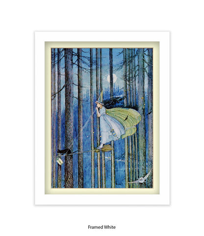 Witch On Her Broomstick Art Print