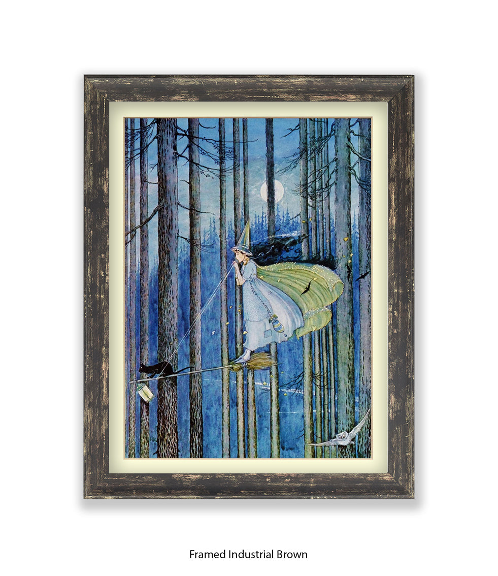 Witch On Her Broomstick Art Print