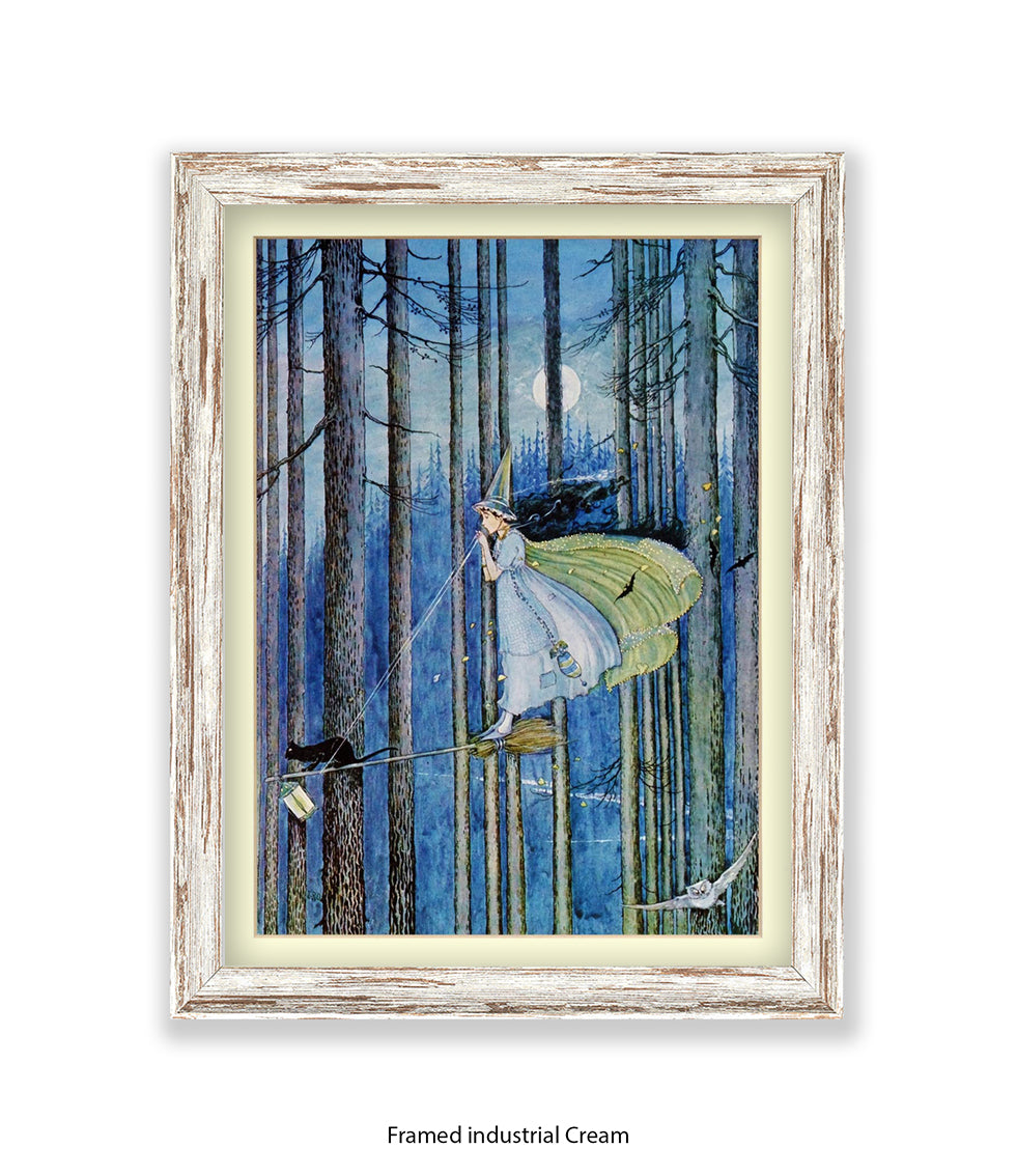 Witch On Her Broomstick Art Print
