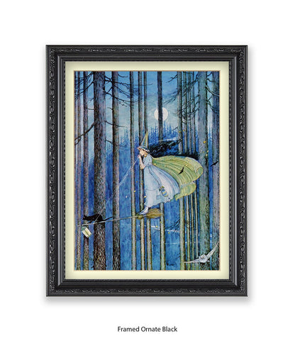 Witch On Her Broomstick Art Print