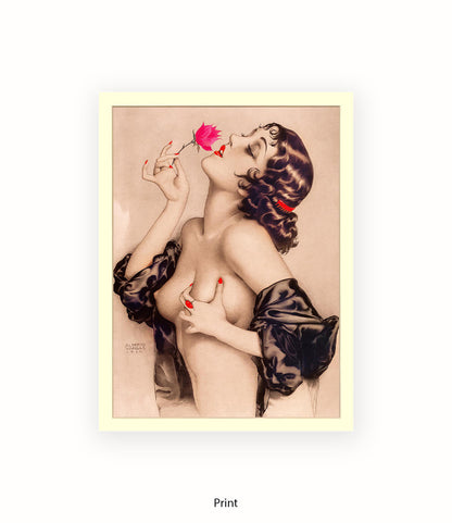Topless Girl Art Deco Print