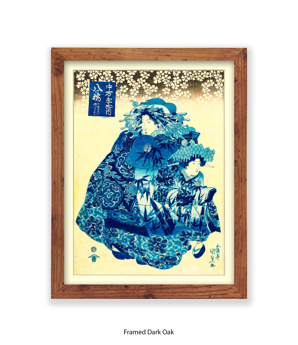 2 Girls.- Blue Dresses Art Print