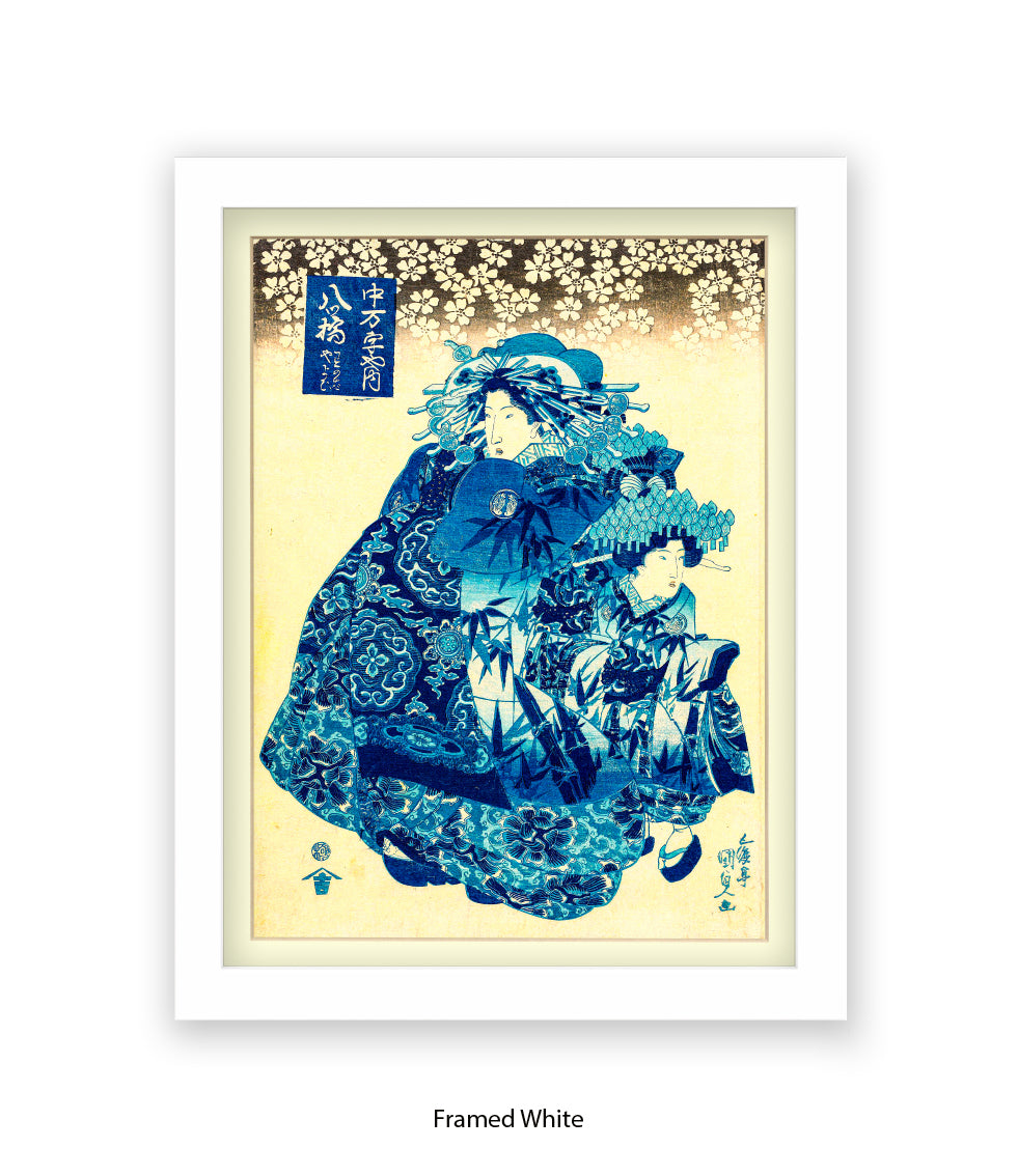 2 Girls.- Blue Dresses Art Print