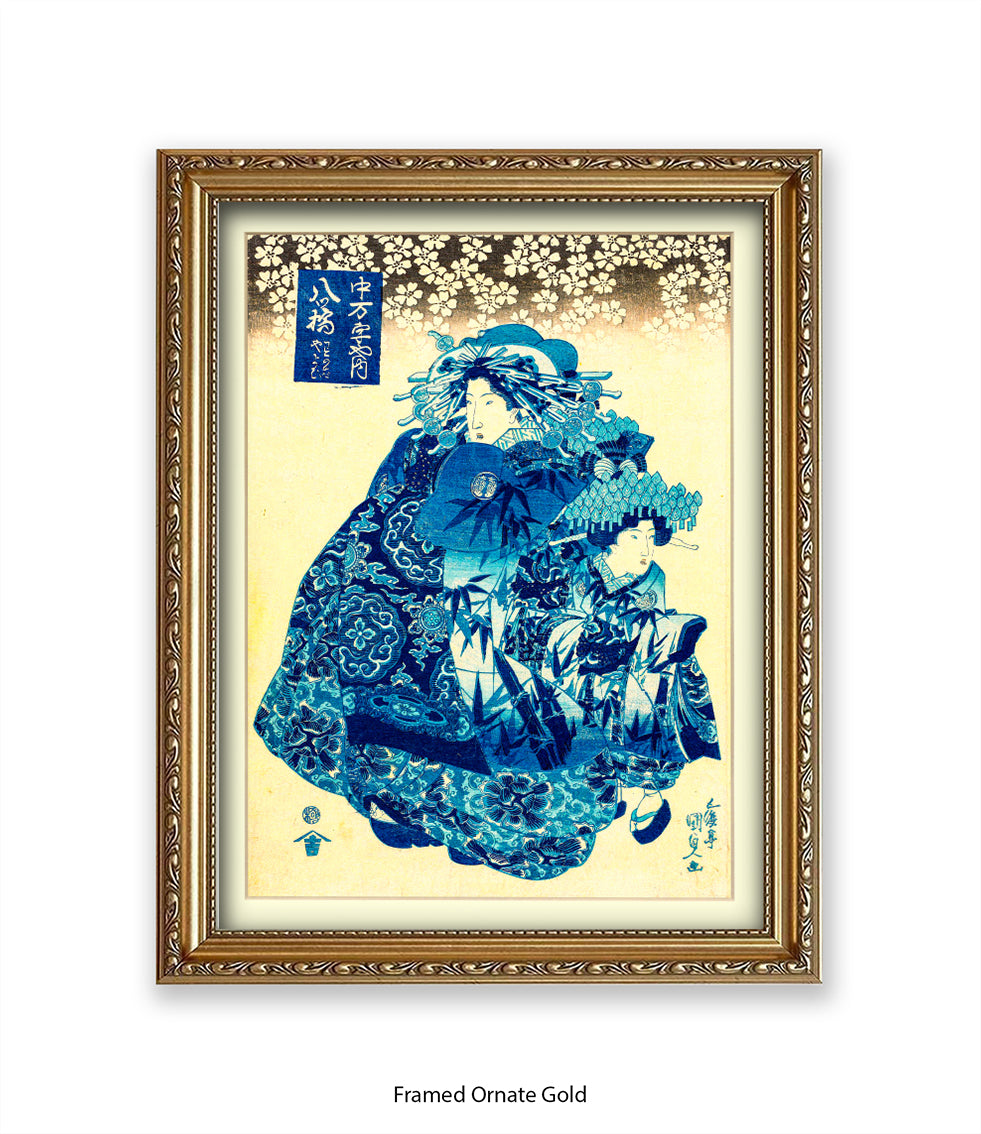2 Girls.- Blue Dresses Art Print