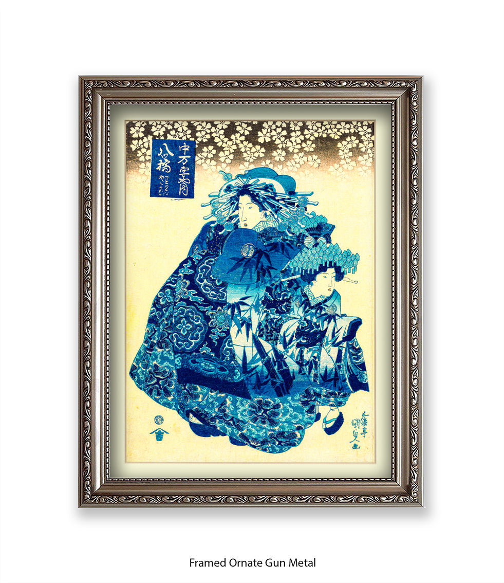 2 Girls.- Blue Dresses Art Print