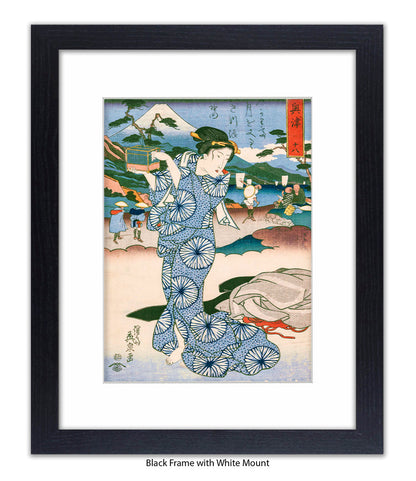 Girl - Blue Circled Dress Art Print