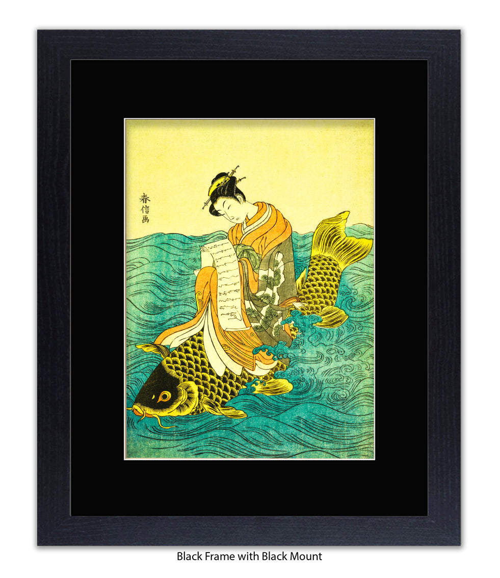 Girl On Fish Art Print
