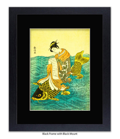 Girl On Fish Art Print