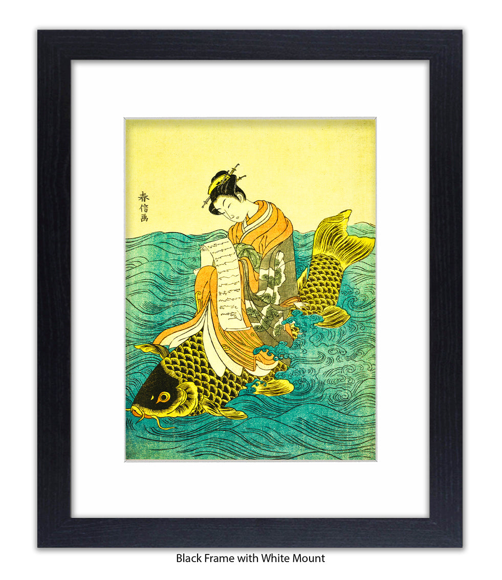 Girl On Fish Art Print