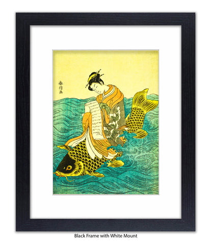 Girl On Fish Art Print