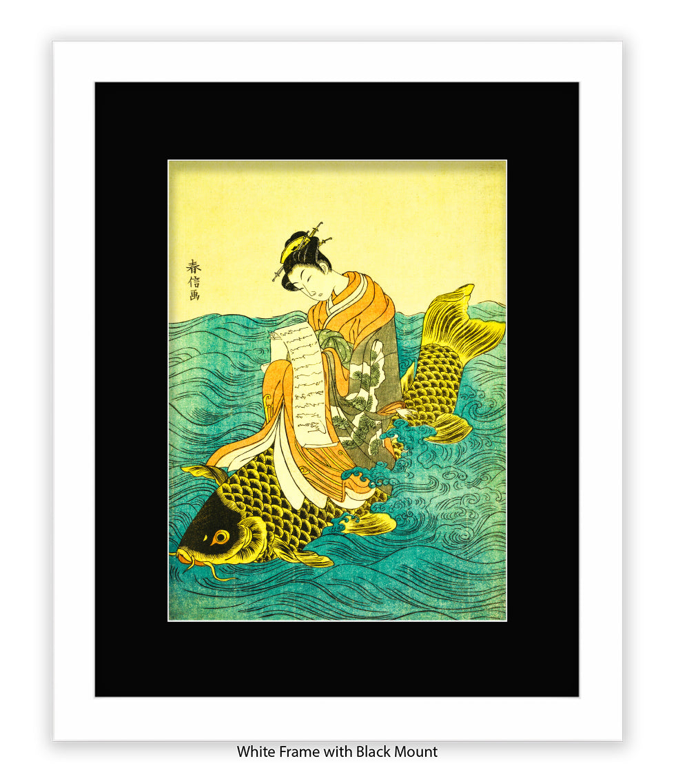 Girl On Fish Art Print