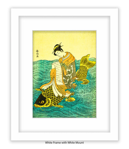 Girl On Fish Art Print
