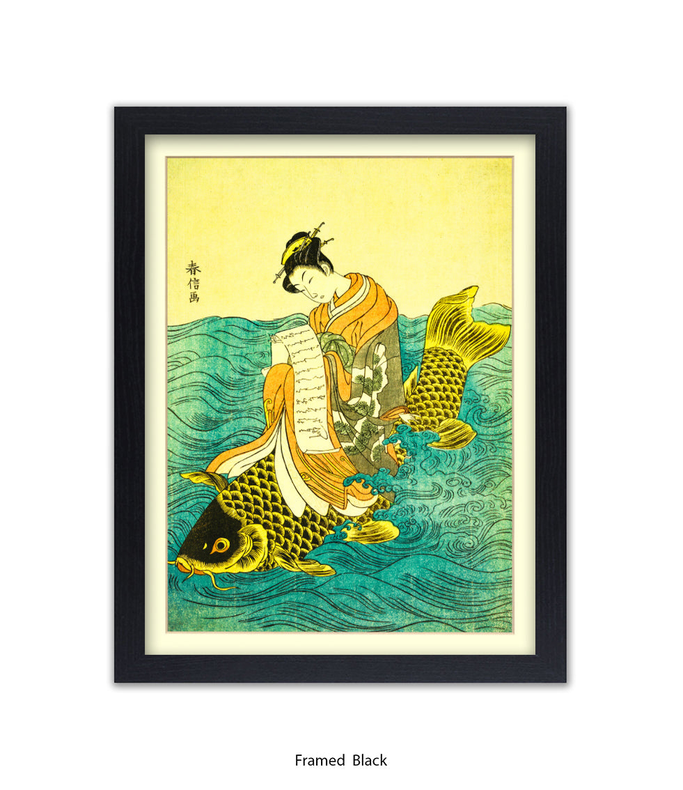 Girl On Fish Art Print