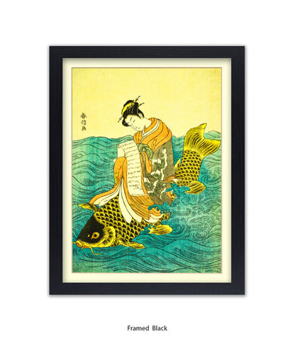 Girl On Fish Art Print