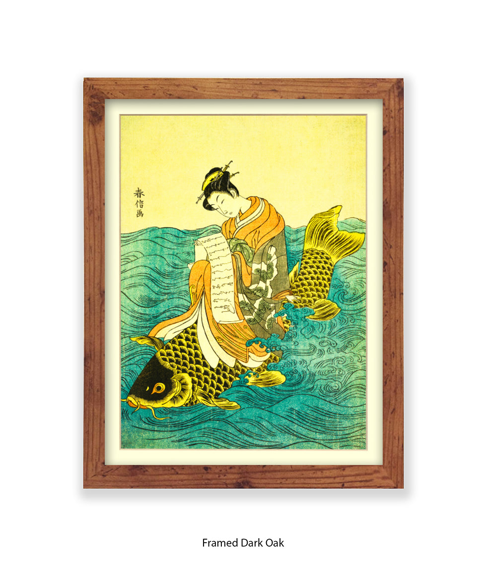 Girl On Fish Art Print