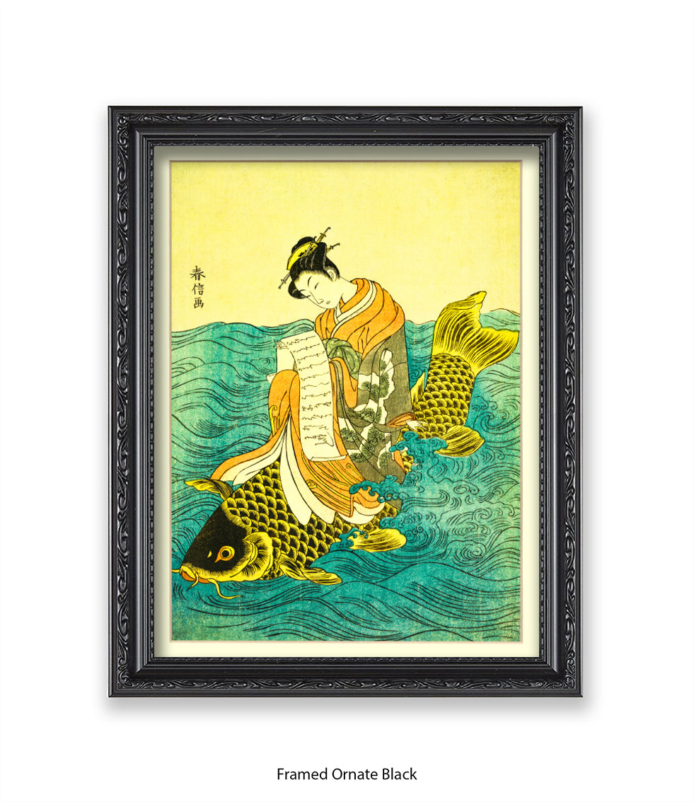 Girl On Fish Art Print