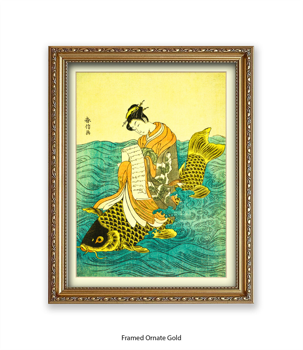 Girl On Fish Art Print