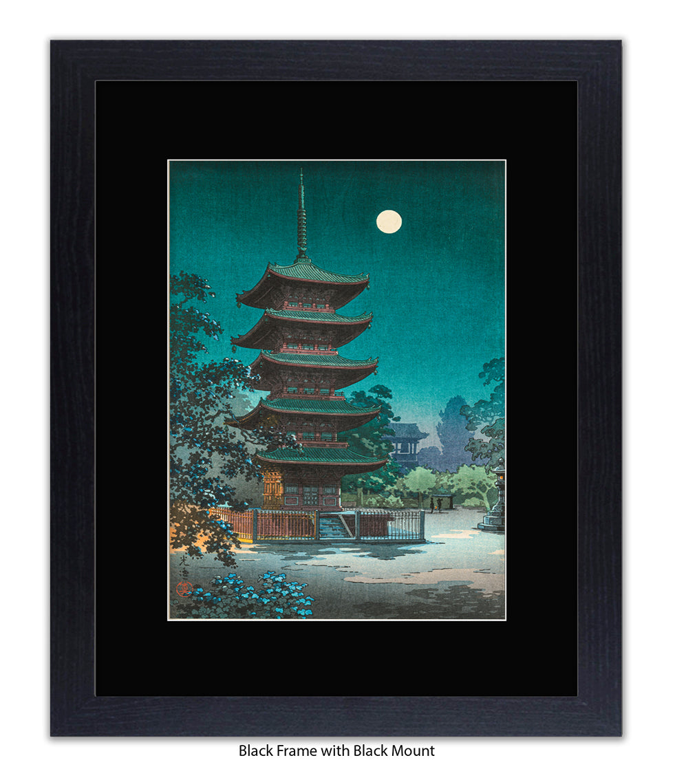 Temple Full Moon Japanese Art Print