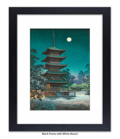 Temple Full Moon Japanese Art Print