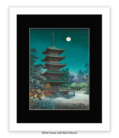 Temple Full Moon Japanese Art Print