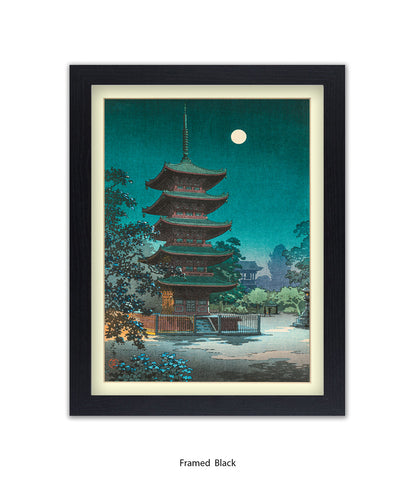 Temple Full Moon Japanese Art Print