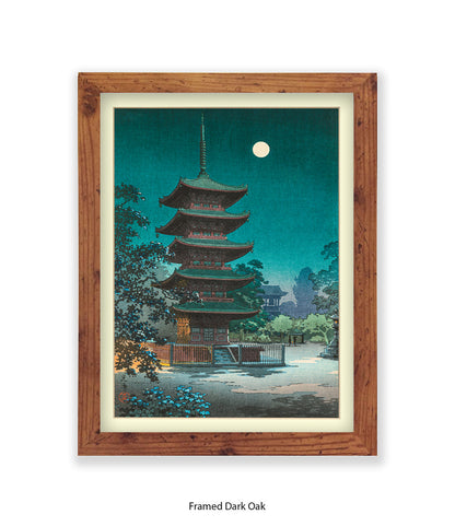 Temple Full Moon Japanese Art Print