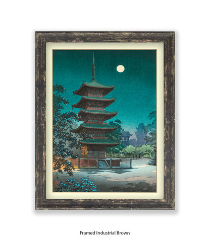 Temple Full Moon Japanese Art Print