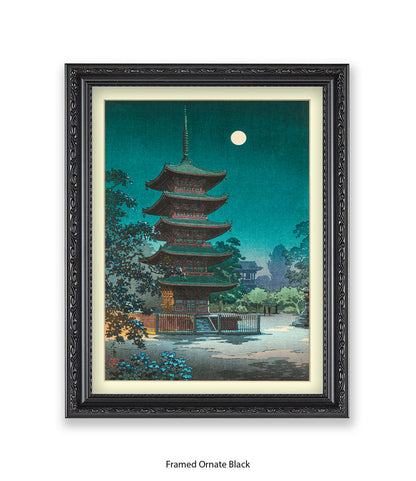 Temple Full Moon Japanese Art Print