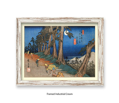 Travellers In The Moonlight Japanese Art Print