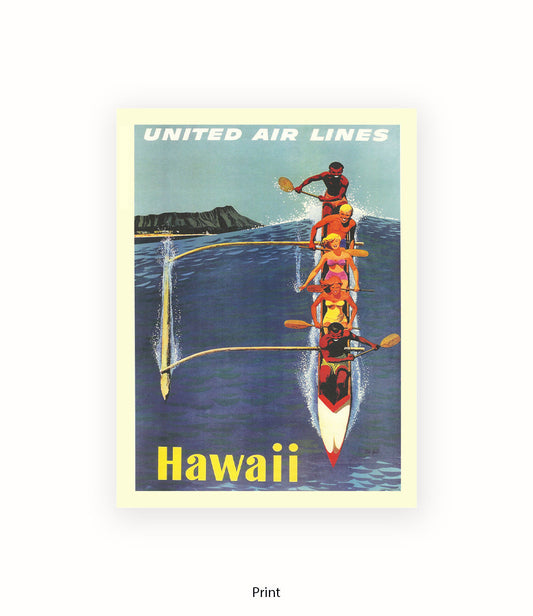 Hawaii Canoe  United Airlines Art Print