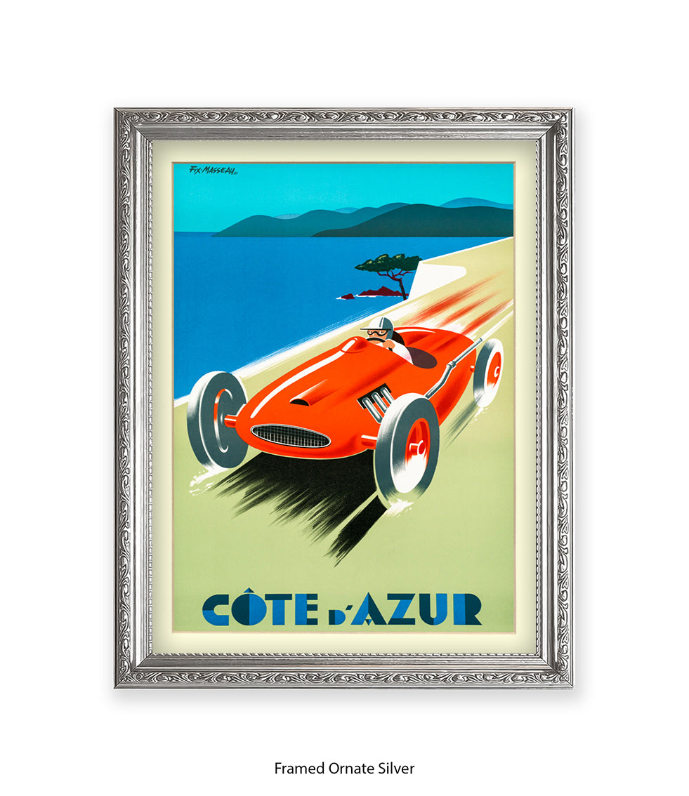 Cote d'Azur Red Car Art Print