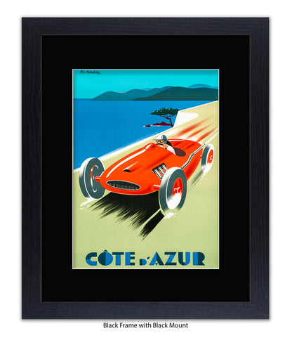 Cote d'Azur Red Car Art Print