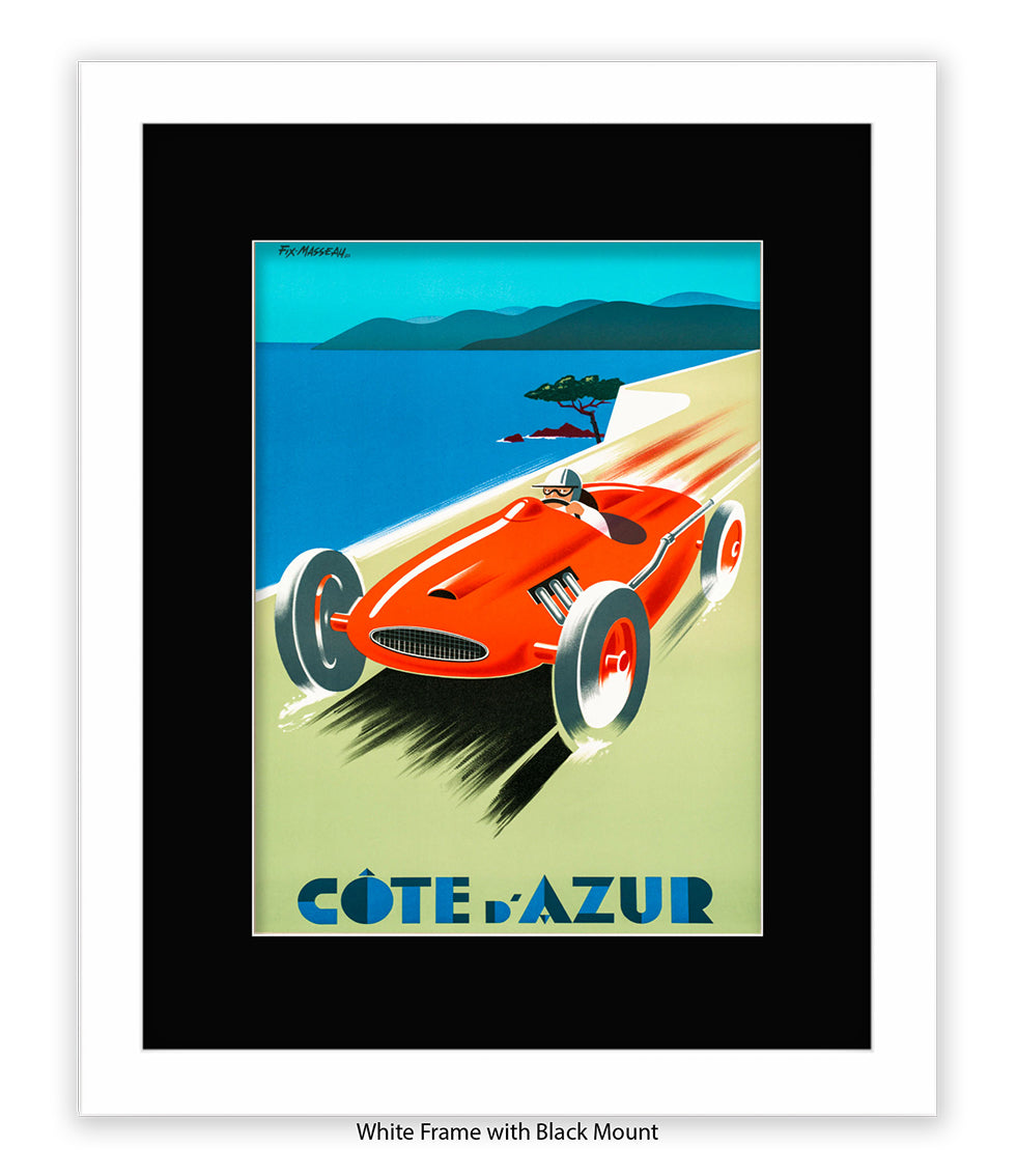 Cote d'Azur Red Car Art Print