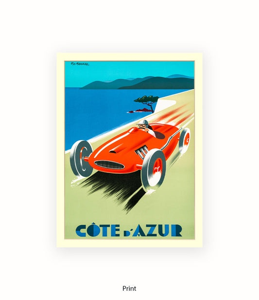 Cote d'Azur Red Car Art Print