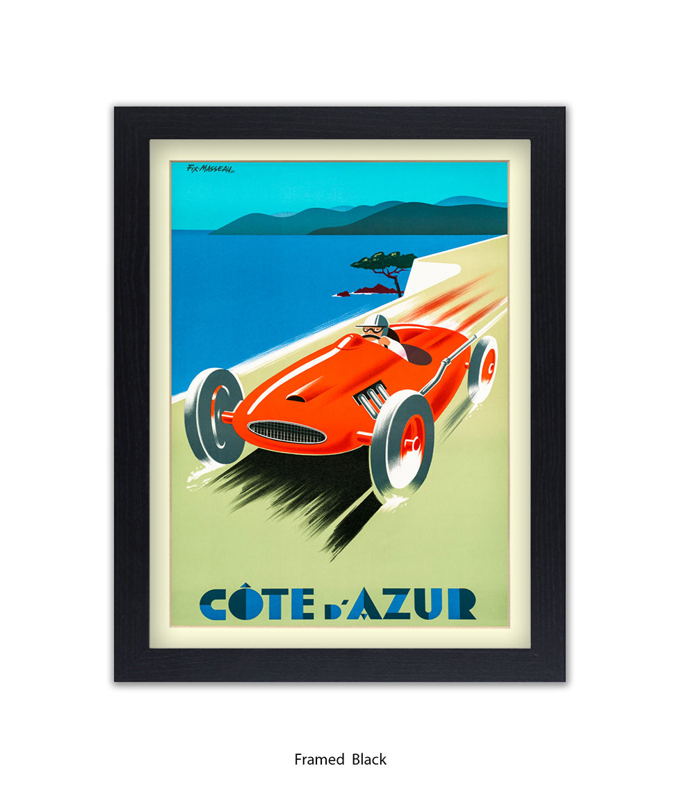 Cote d'Azur Red Car Art Print