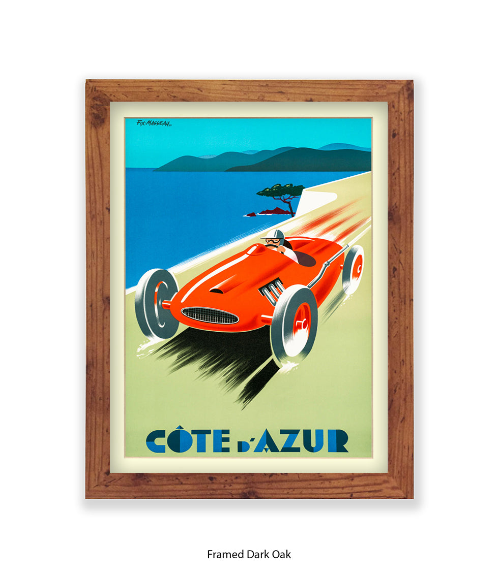 Cote d'Azur Red Car Art Print