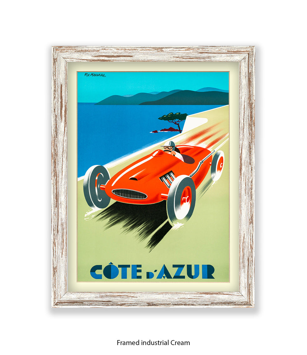 Cote d'Azur Red Car Art Print