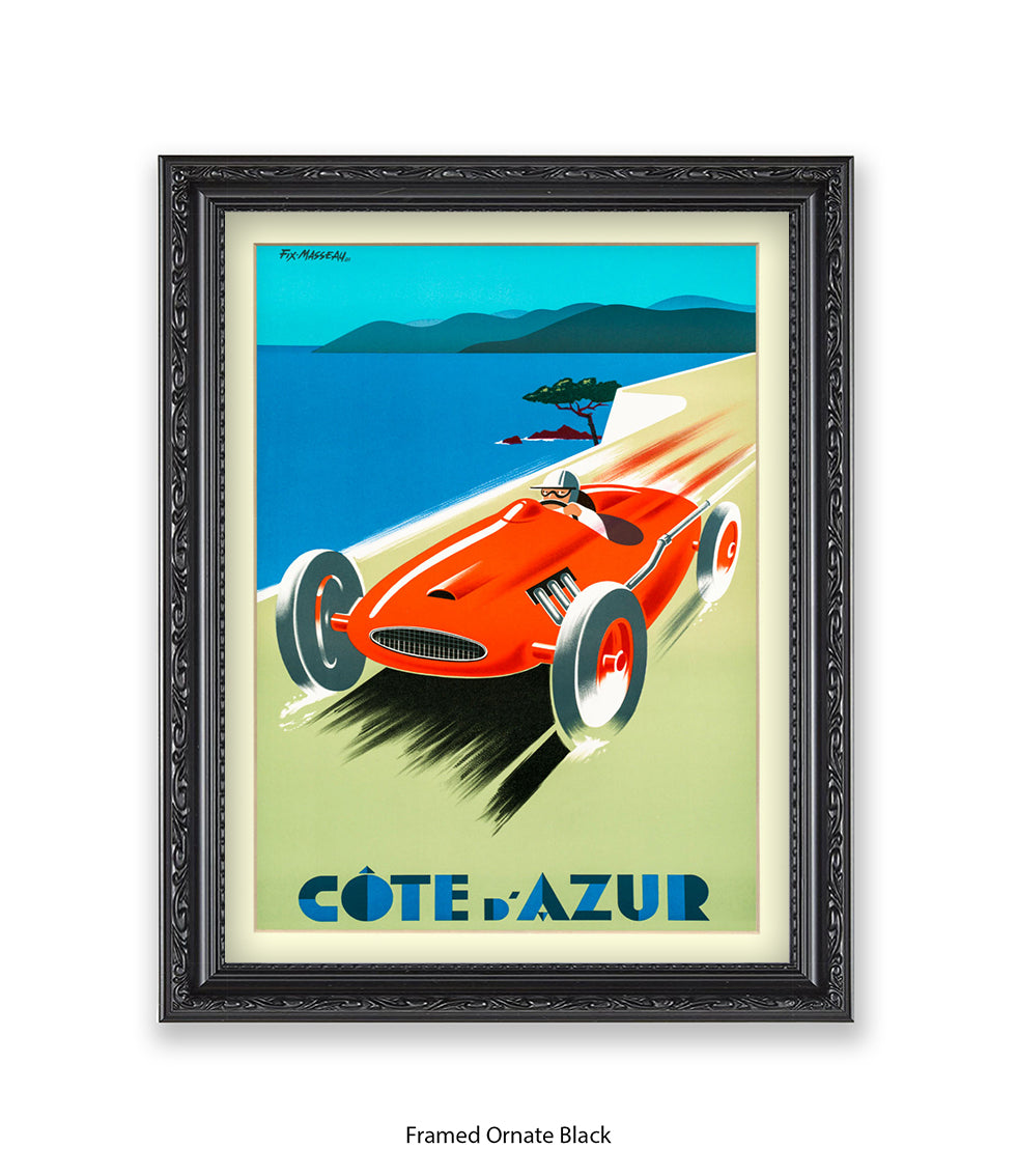 Cote d'Azur Red Car Art Print