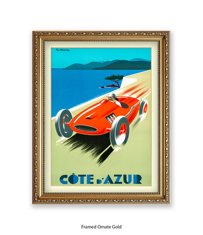 Cote d'Azur Red Car Art Print