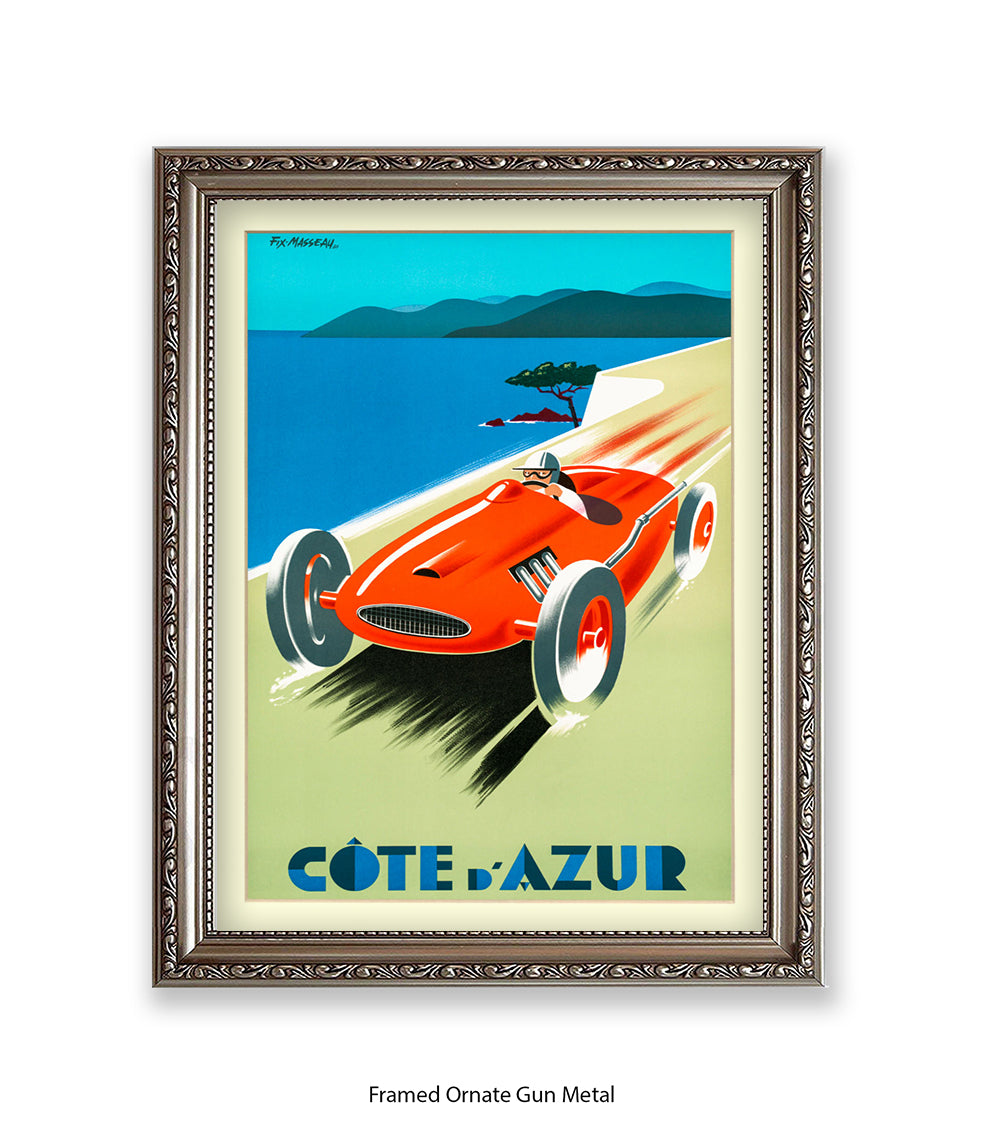 Cote d'Azur Red Car Art Print