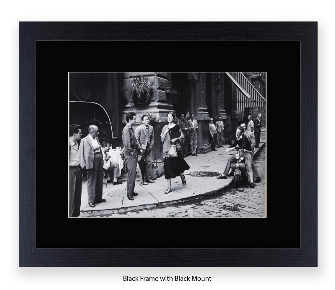 American Girl In Italy - Guys Staring - Vintage Street Photography - Art Print
