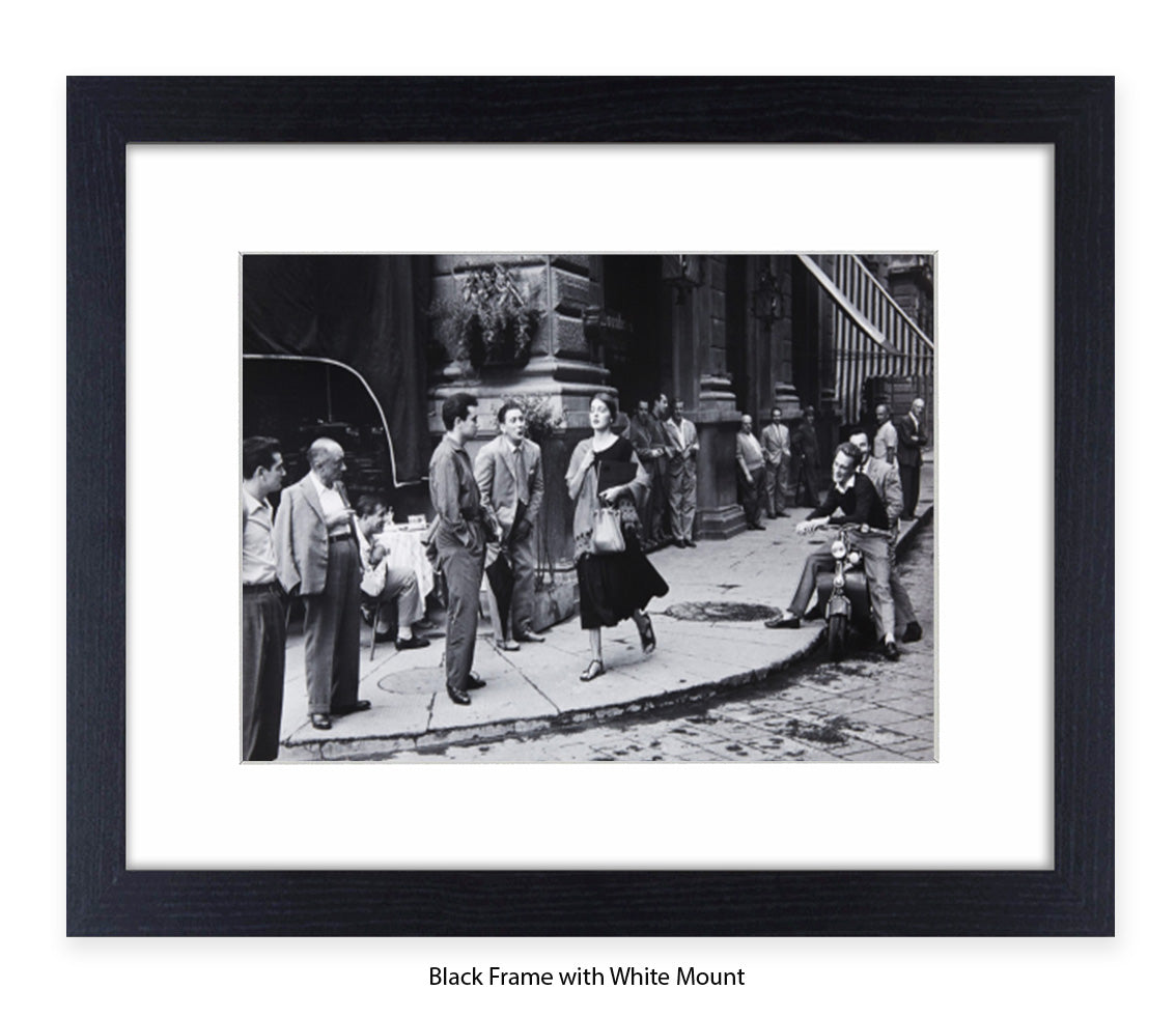 American Girl In Italy - Guys Staring - Vintage Street Photography - Art Print