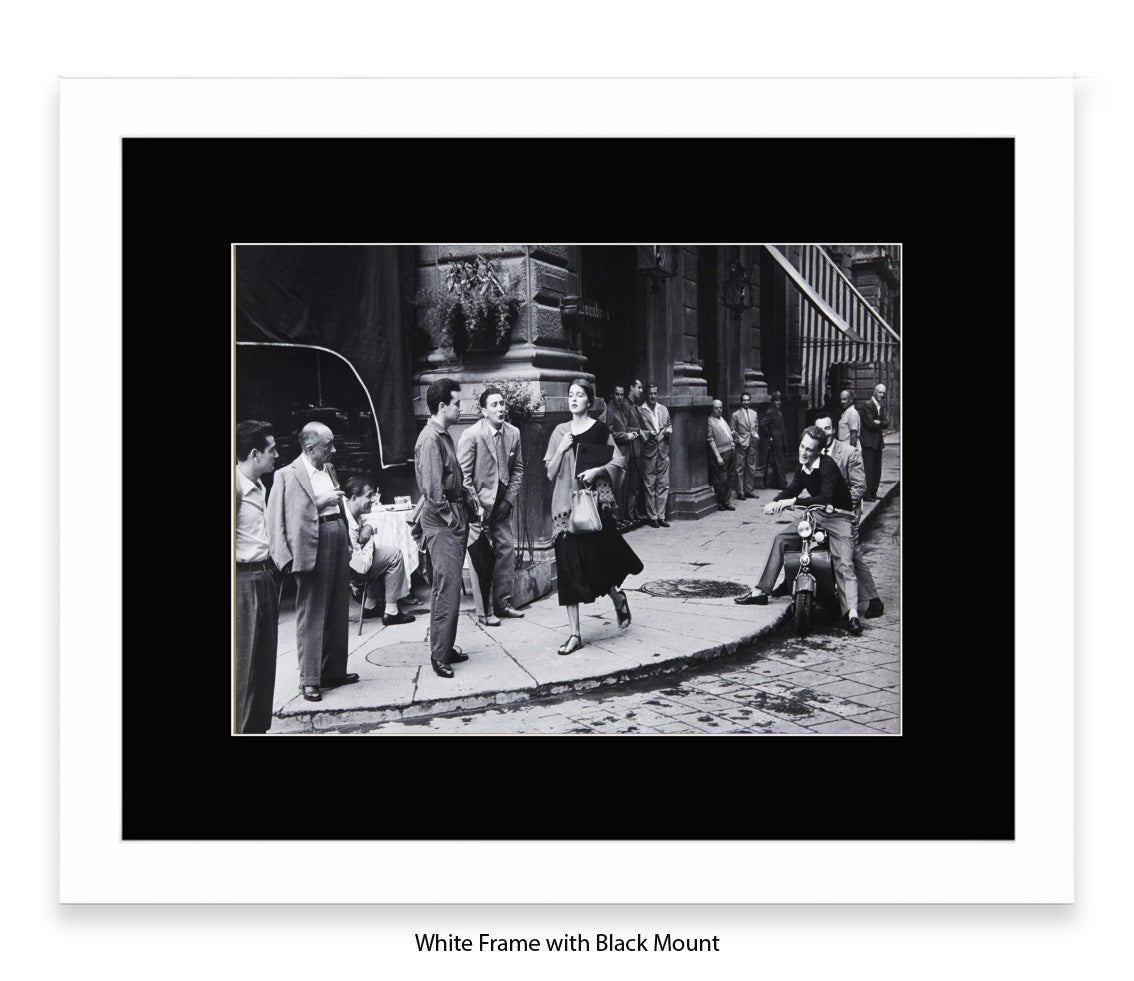 American Girl In Italy - Guys Staring - Vintage Street Photography - Art Print