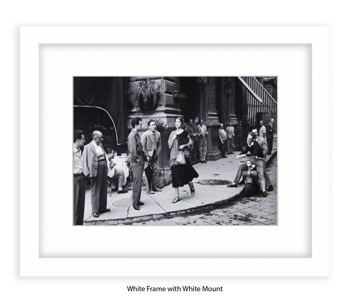 American Girl In Italy - Guys Staring - Vintage Street Photography - Art Print